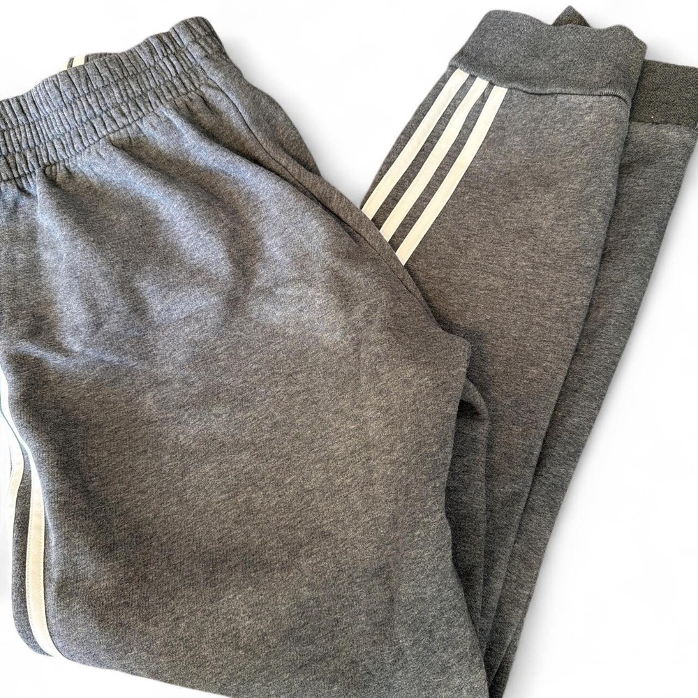 Adidas Essentials 3-Stripes Joggers Gray White Mens M Track Pants Sweatpants - Picture 5 of 8
